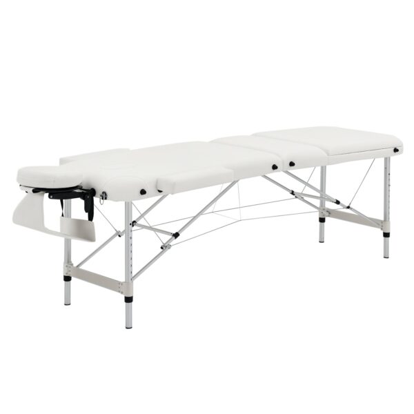 Massageborde foldbare kosmetikborde højdejusterbar massagebord massageseng aluminium skumplast hvid 215 x 81 x 61-84 cm